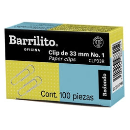 Clip Redondo No.1 33 mm con 100 | Barrilito CLP33R