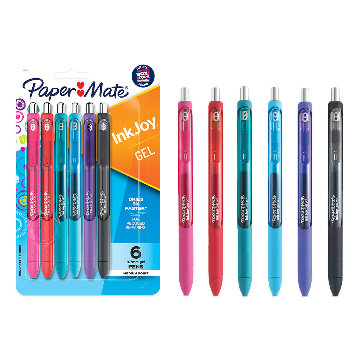 Boligrafos de Gel Inkjoy 0.7 mm Retractil con 6 | Paper Mate 1951713