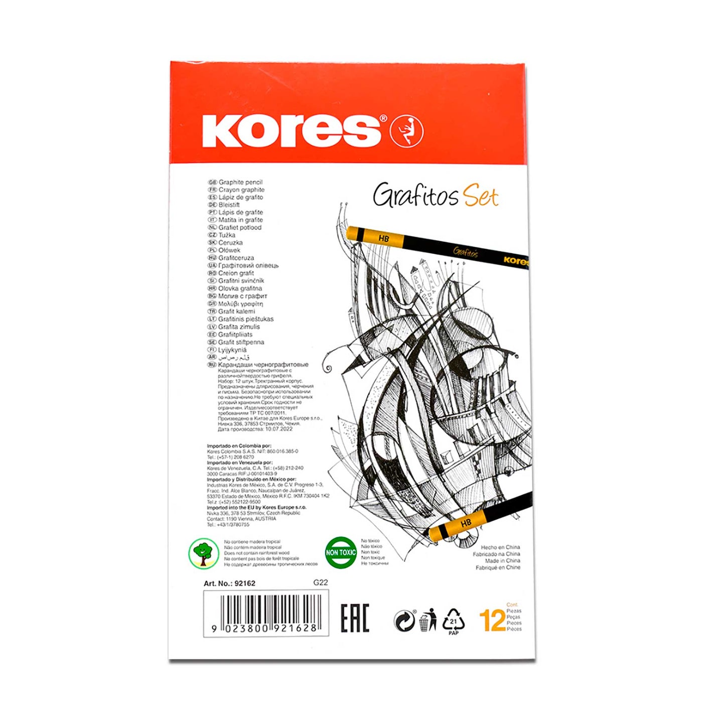 Set de Lápices de Grafito Graduados C/12 | Kores 92162