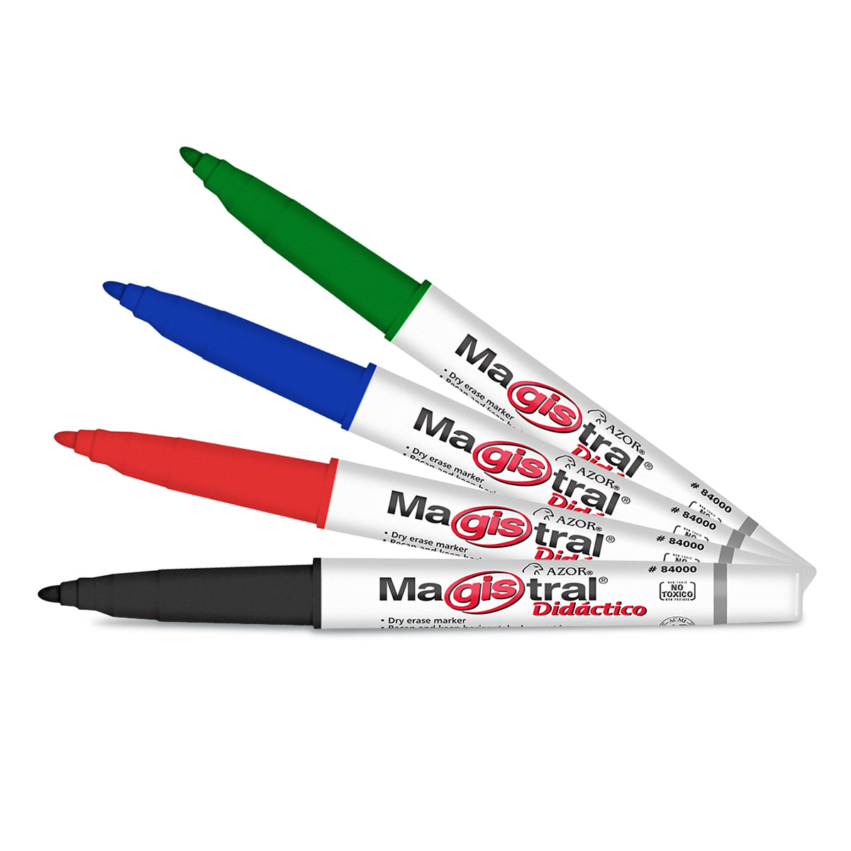 Marcador p/ Pizarrón Blanco Magistral Didactico Fino Con 4 | Azor 84074
