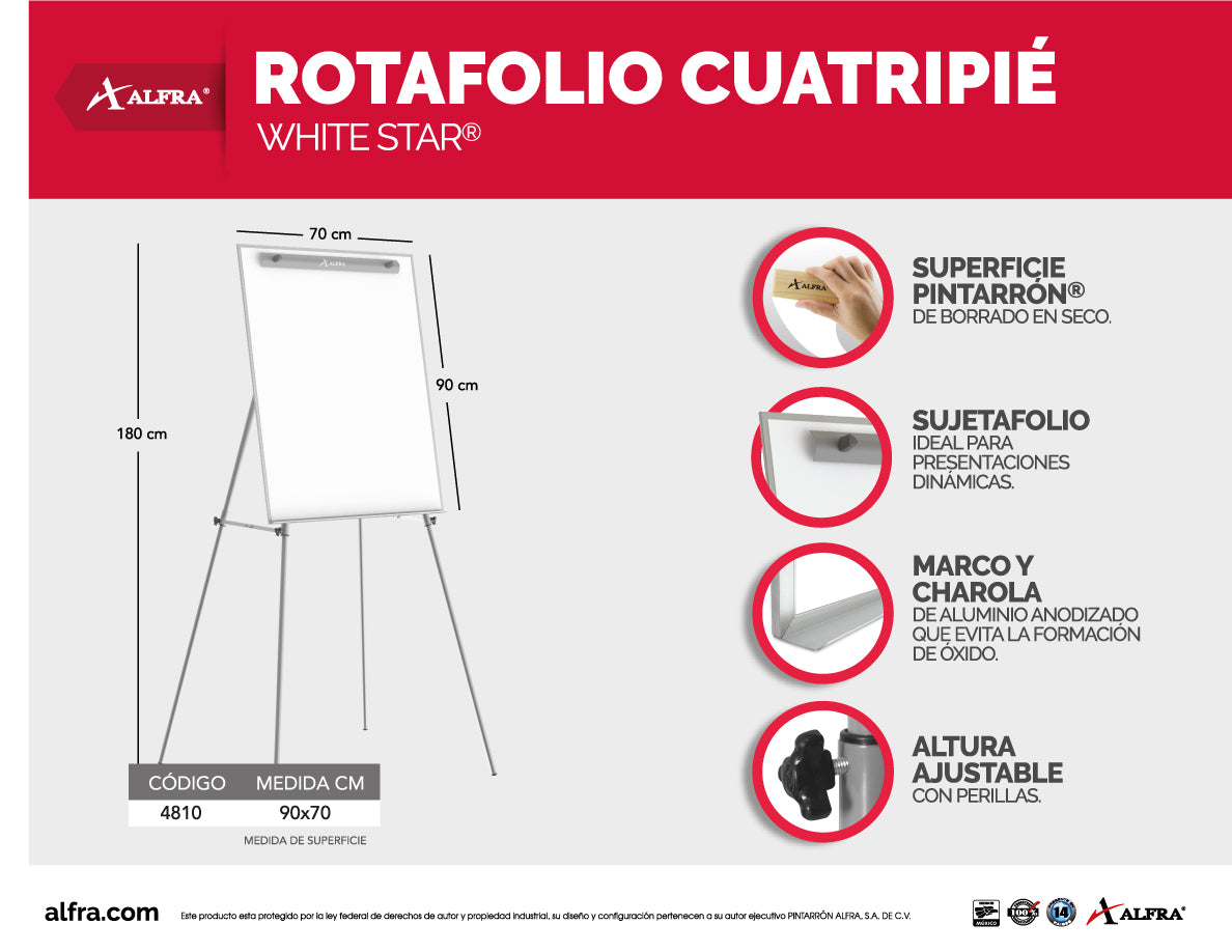 Rotafolio Cuatripie Estrella Blanca 90 x 70 cm | Alfa 4810