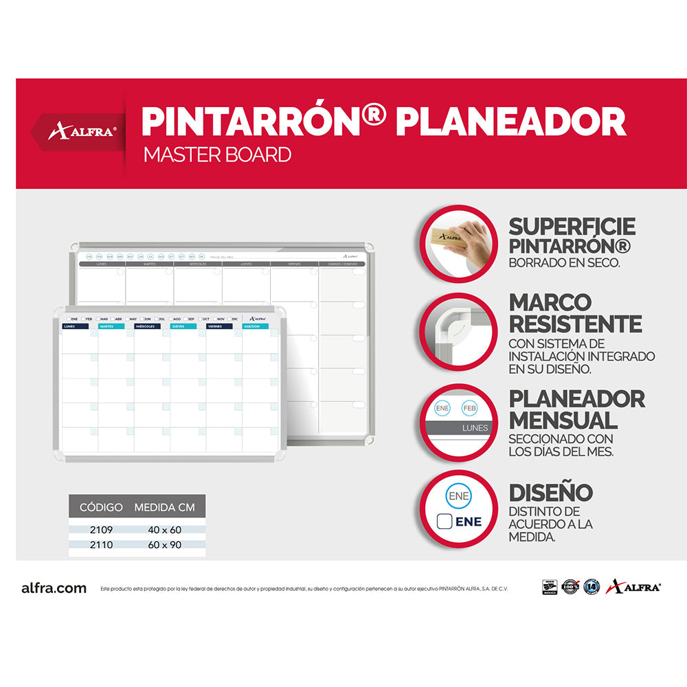 Tablero plano Master de 60 x 90 cm | Alfra 2110