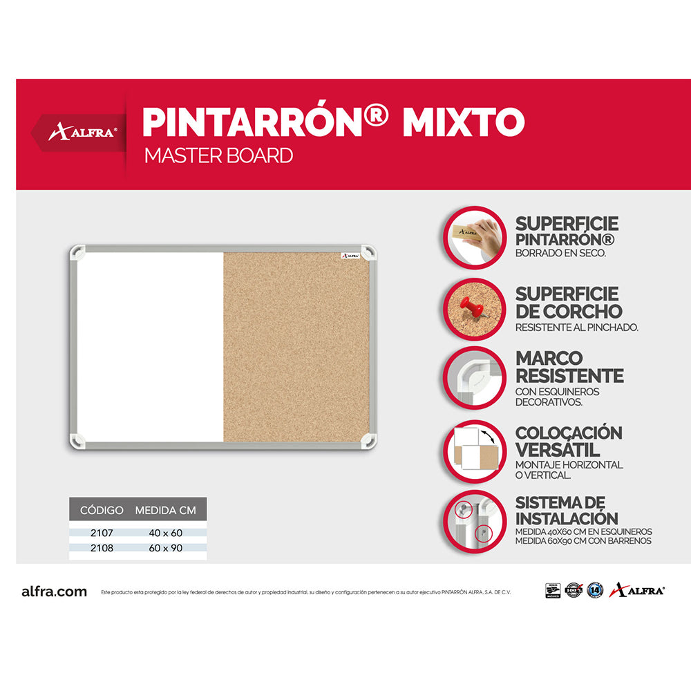 Tablero Mixto Masterboard 40 x 60 cm | Alfra 2107