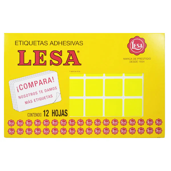 Etiqueta Adhesiva #5 (25 x 25 mm) 12 Hojas con 40 (480) | LESA 2-505
