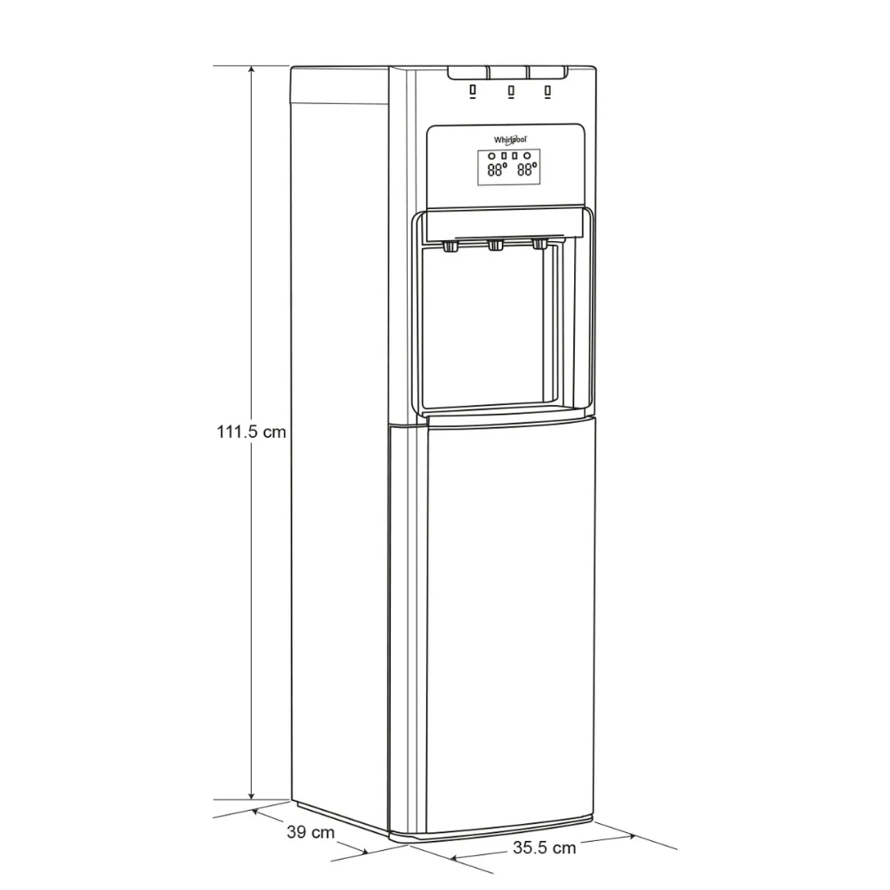 Dispensador de Agua Garrafón Oculto Frio/Calor/Temp | Whirpool WK-5915/BD