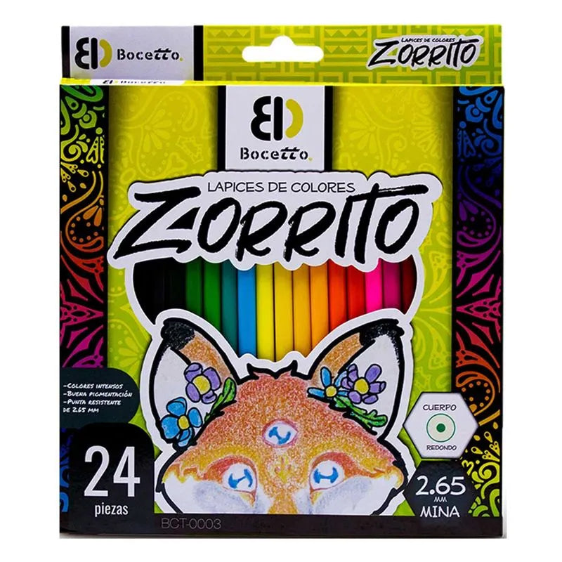 Lapiz De Color Zorrito Largos Con 24 - Bocetto Bct-0003