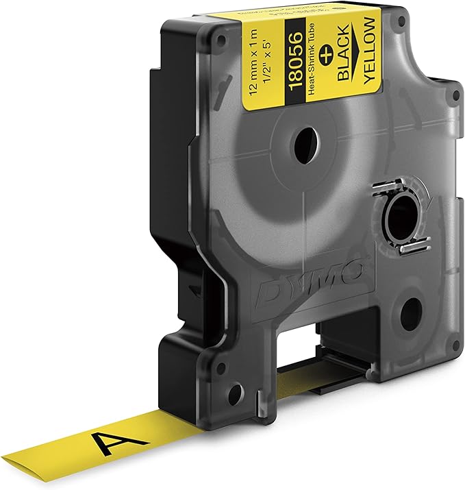 Cinta para Rotulador Rhino Termo 1/2 in 12 mm x 1.52 m Negro/Amarillo | Dymo 18056
