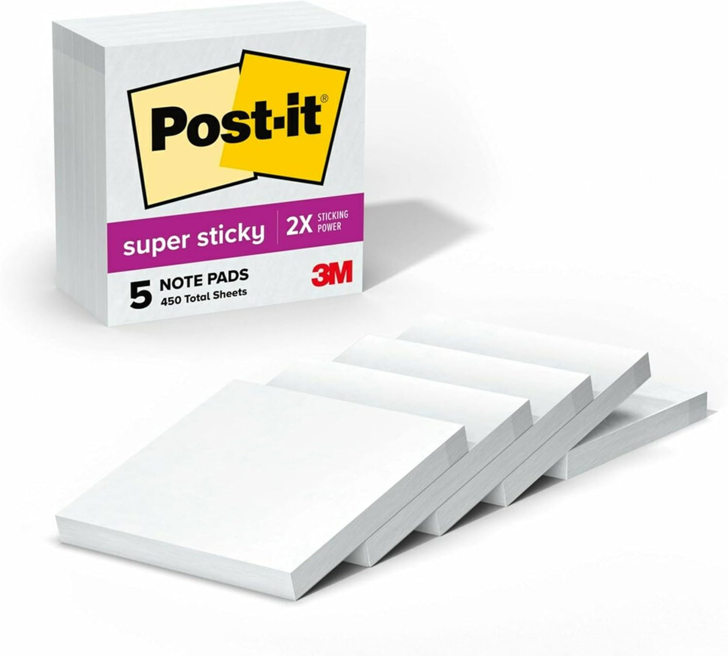Nota Super Adhesiva Blanca 76x76 mm C/450 | Post-it 654-5SSW