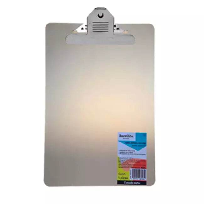 Tabla Plastica Con Clip Carta Colores Traslucidos Barrilito 8193Tct