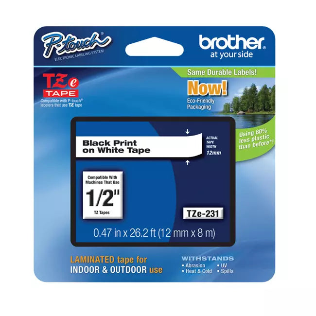 Cinta Tze 231 1 2 In 12 Mm X 8 M Neg Bla Brother Tze 231