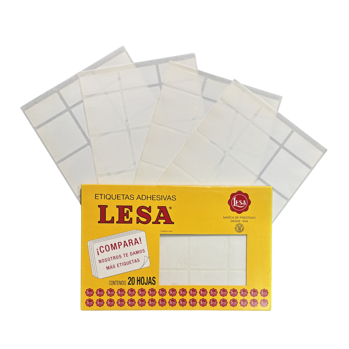 Etiqueta Adhesiva #23 (44 x 44 mm) Blanca 20 Hojas con 12 (240) | Lesa 2-523BL