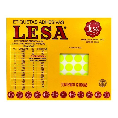 Etiqueta #10 de 10 mm 12 Hojas con 176 | LESA