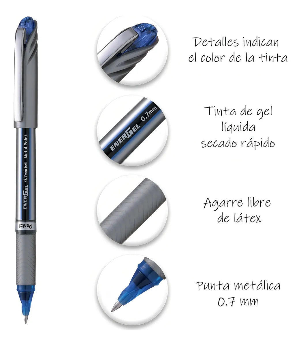 Boligrafo Energel Metal Point Ball 0.7 Mm Azul - Pentel BL27-C