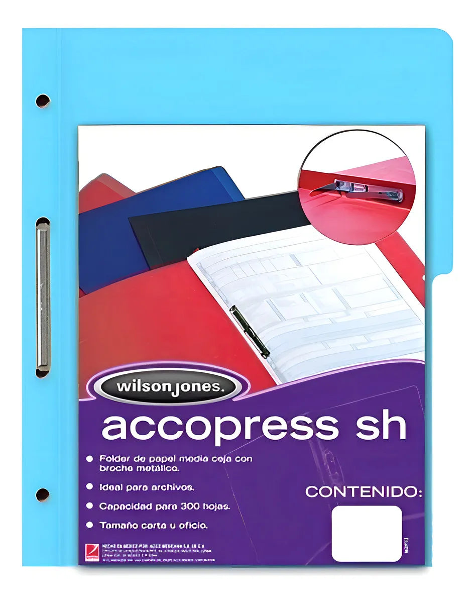 Folder con Broche Accopress SH Oficio Azul Claro | Wilson Jones P4564