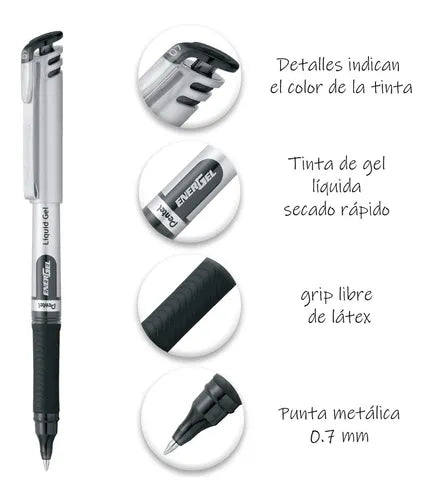 Boligrafo de Gel Energel Liquid Gel 0.7 mm Negro | PentelBL17A