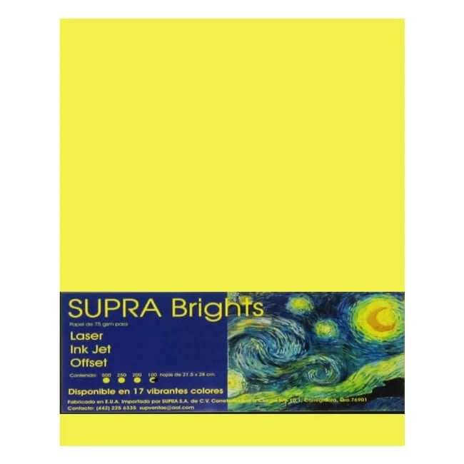 Papel Brights Hoja Carta Amarillo Canar Supra 47 2808
