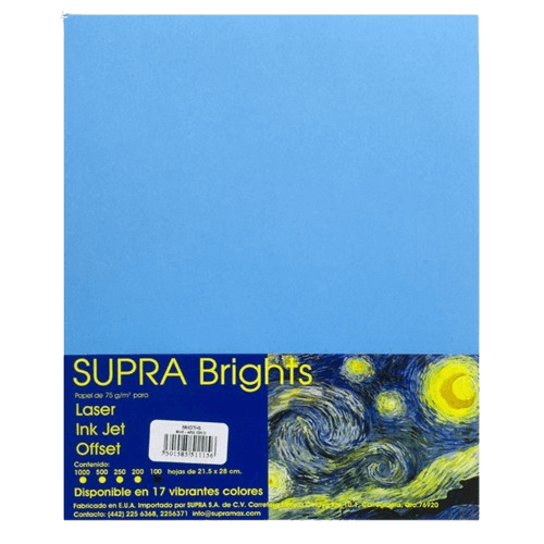 Papel Brights Carta Azul C/100 | Supra 47-0008
