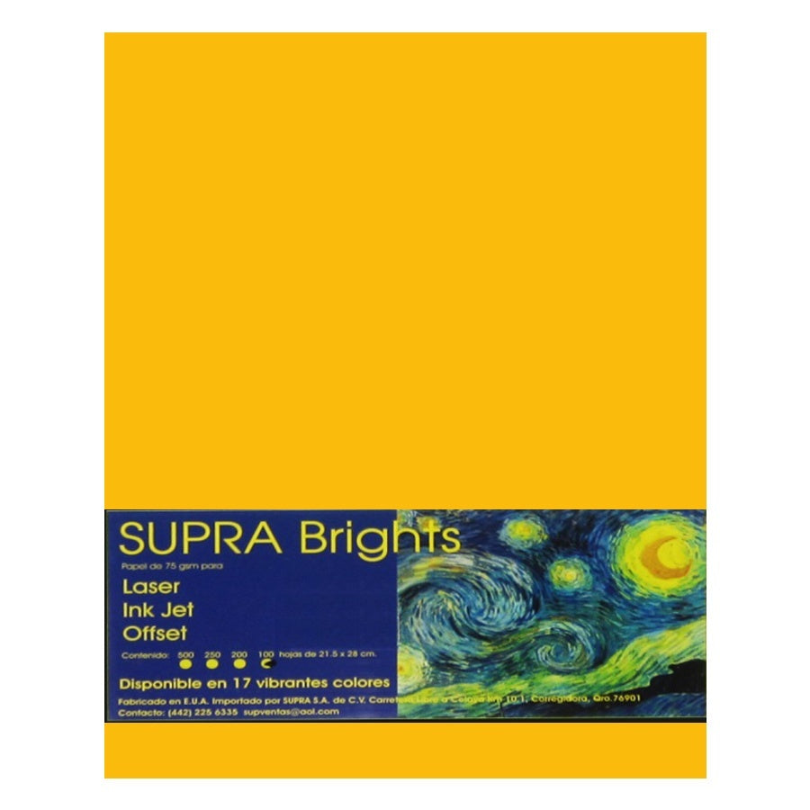 Papel Brights Hoja Carta Amarillo Canario C/100 | Supra 47-2808