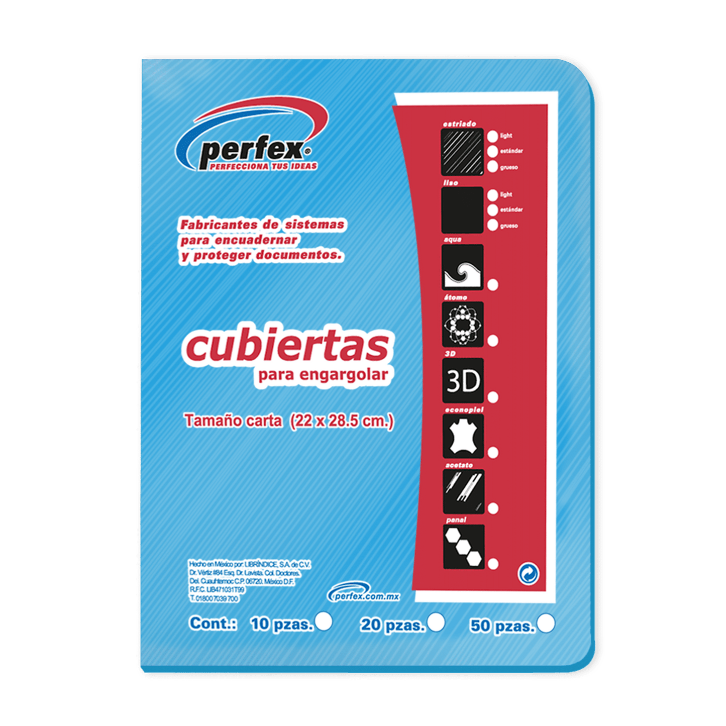 Cubierta Premium Estriado Carta Azul Claro | Perfex