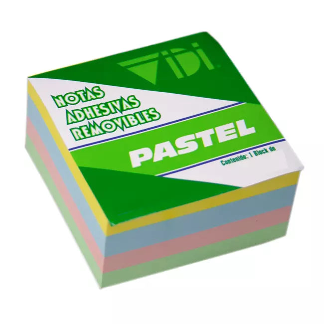 CUBO DE NOTAS ADHESIVAS 3 in x 3 in PASTEL 400 HOJAS - VIDI CUB 2