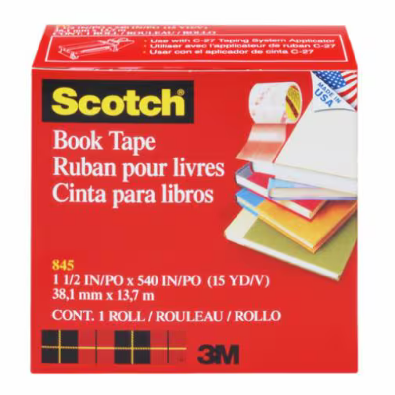 Cinta Adhesiva para Libros 38.1 mm x 13.7 m | Scotch 845