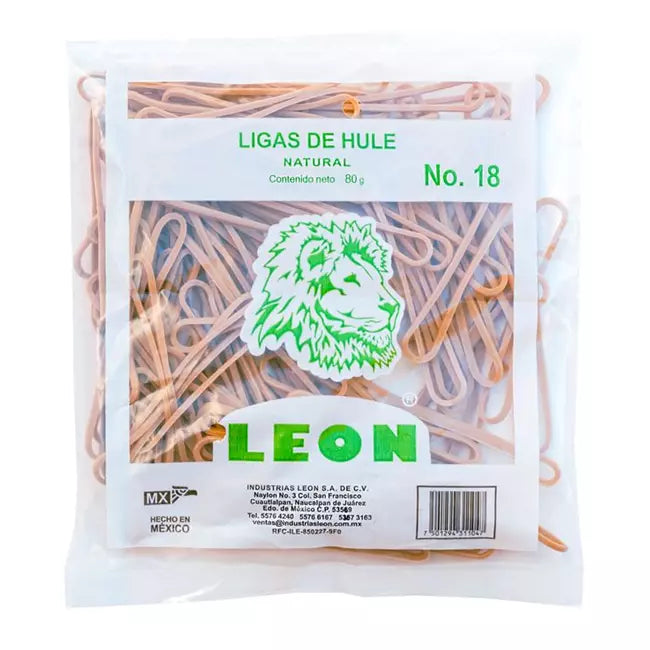LIGA DE HULE NATURAL #18 80 g ( BOLSA) - LEON L8N18