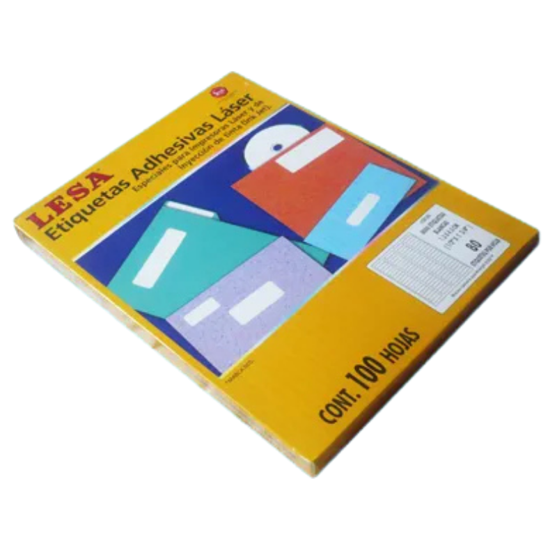Etiqueta Adhesiva Laser/Inkjet 1/2 x 1-3/4 in Blanca 100 H. C/80 | Lesa LC8100