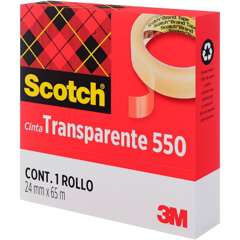Cinta Adhesiva Transparente 24 mm x 65 m | Scotch 550