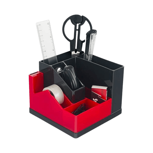 Organizador Printaform Con Despachador De Cinta Negro Con Rojo