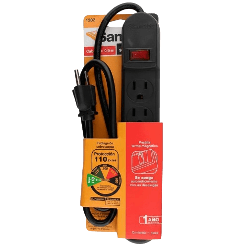 Multicontactos Santul Supresor De Picos 110 J 6 Contactos 125v Negro