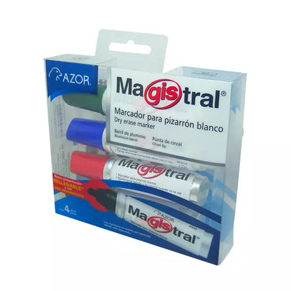 Marcador Metálico para Pizarrón Blanco con 4 | Azor 830-4