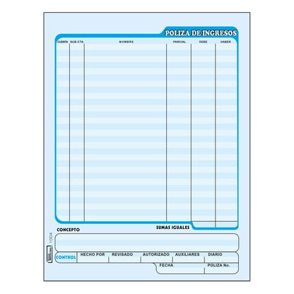 Poliza de Ingresos C/50 | Printaform 1004