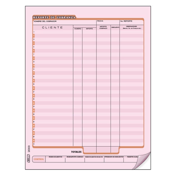 Reporte de Cobranza C/25 juegos | Printaform 2003