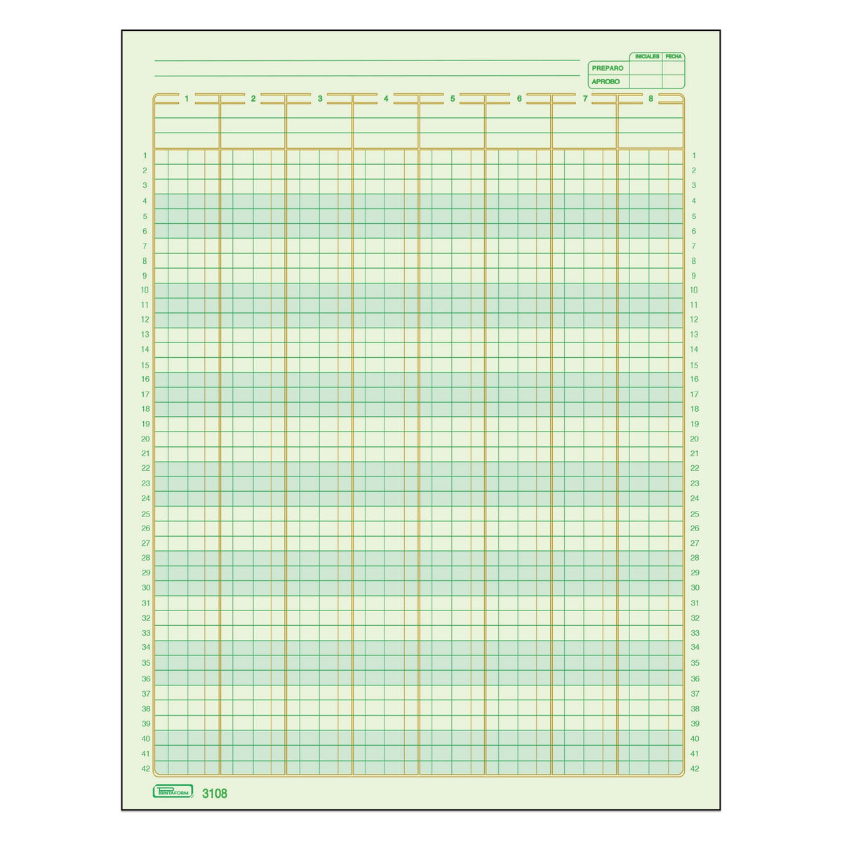 Tabular Para Auditoria 8 Columnas C/50 | Printaform 3108