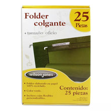 FOLDER COLGANTE CARTA VERDE CAJA CON 25 - WILSON JONES P3636