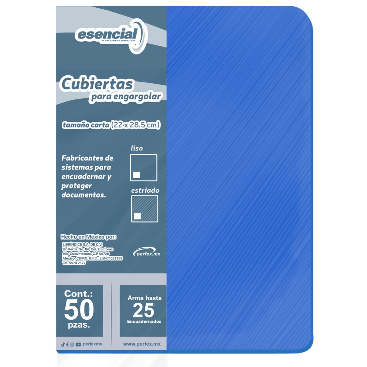 Cubierta Estriada Carta Azul Intenso | Esencial