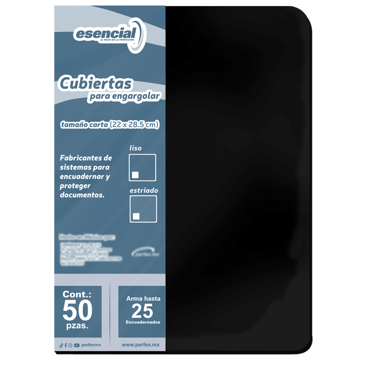 Cubierta Liso Carta Negro | Esencial