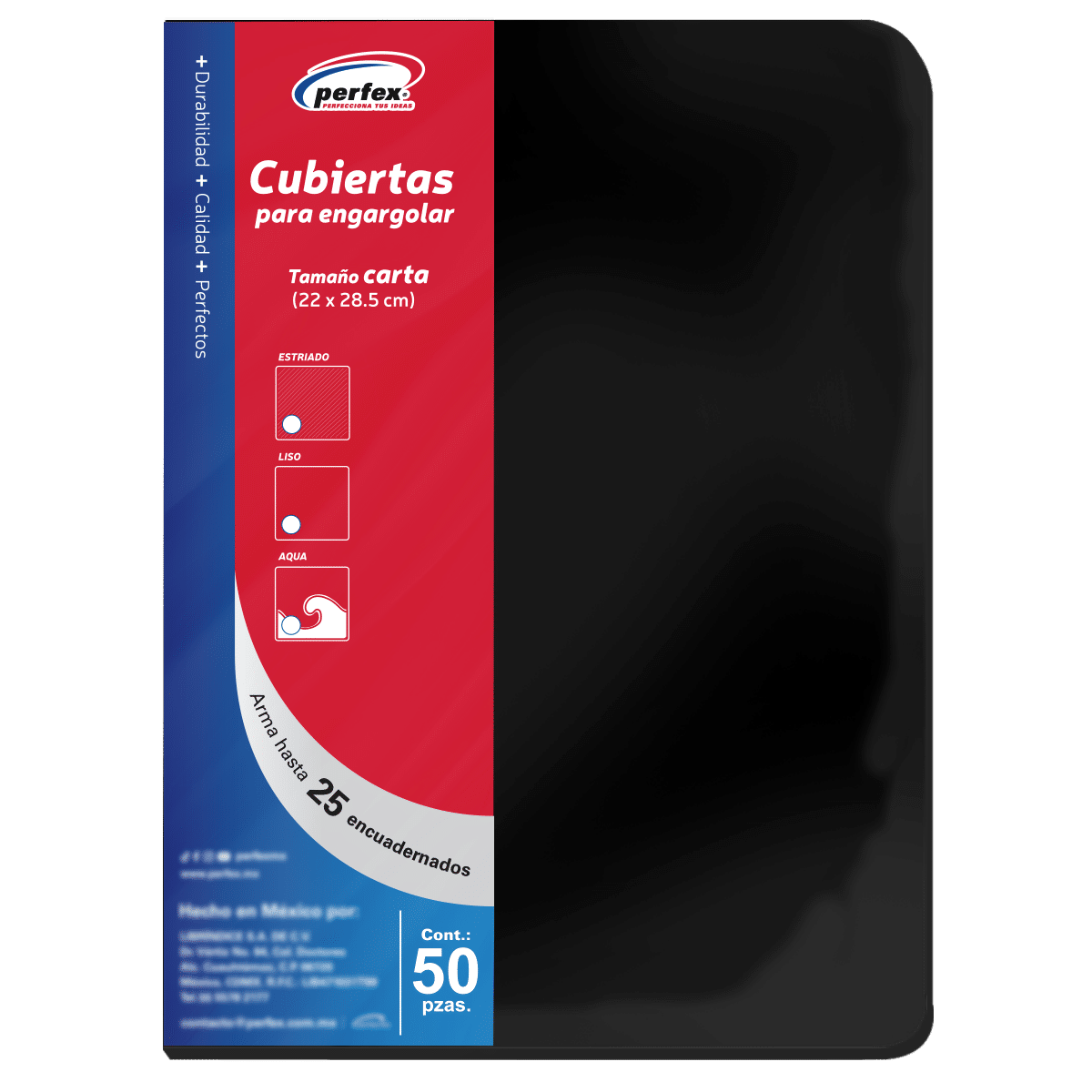 Cubierta Premium Liso Carta Negro | Perfex