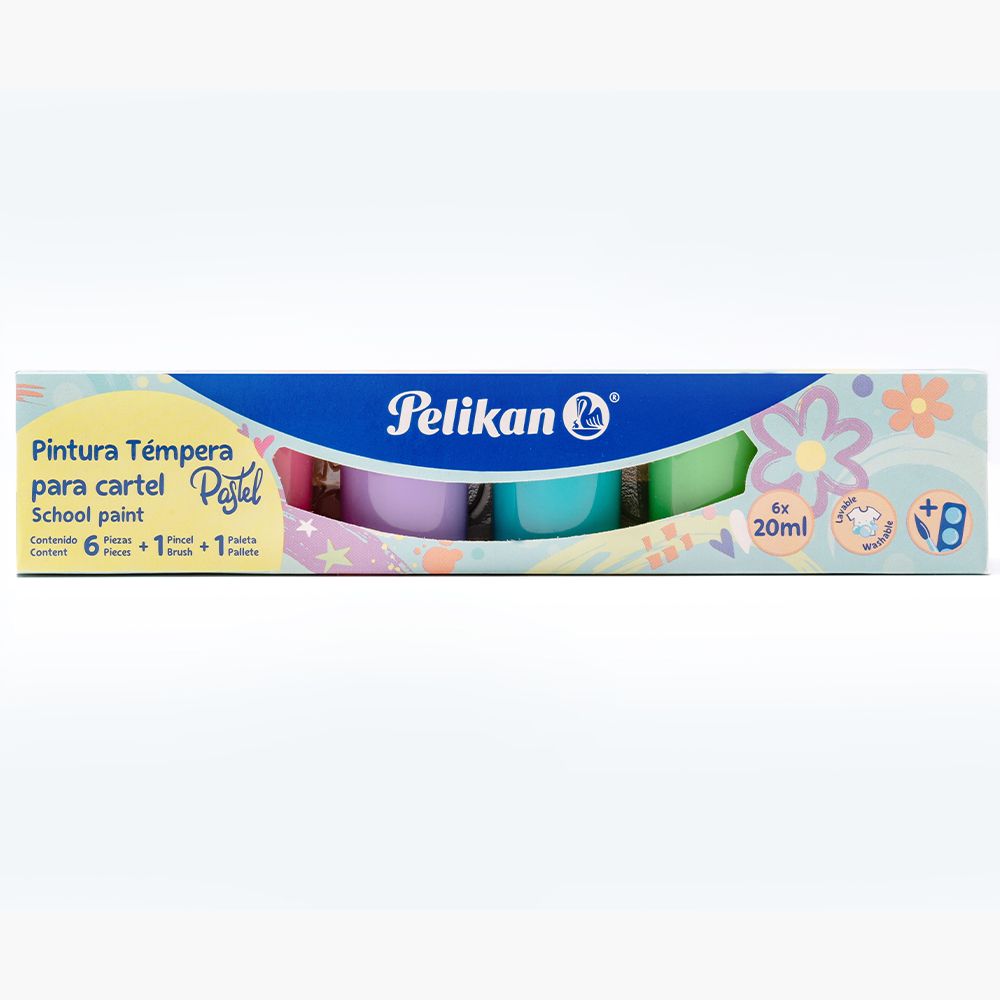 Pintura Tempera para Cartel Colores Pastel 20ml C/6 | Pelikan 53101600