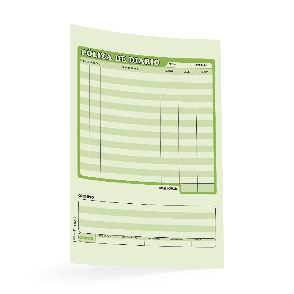 Poliza de Diario Printaform (Maquina) con 50 | Printaform 1001