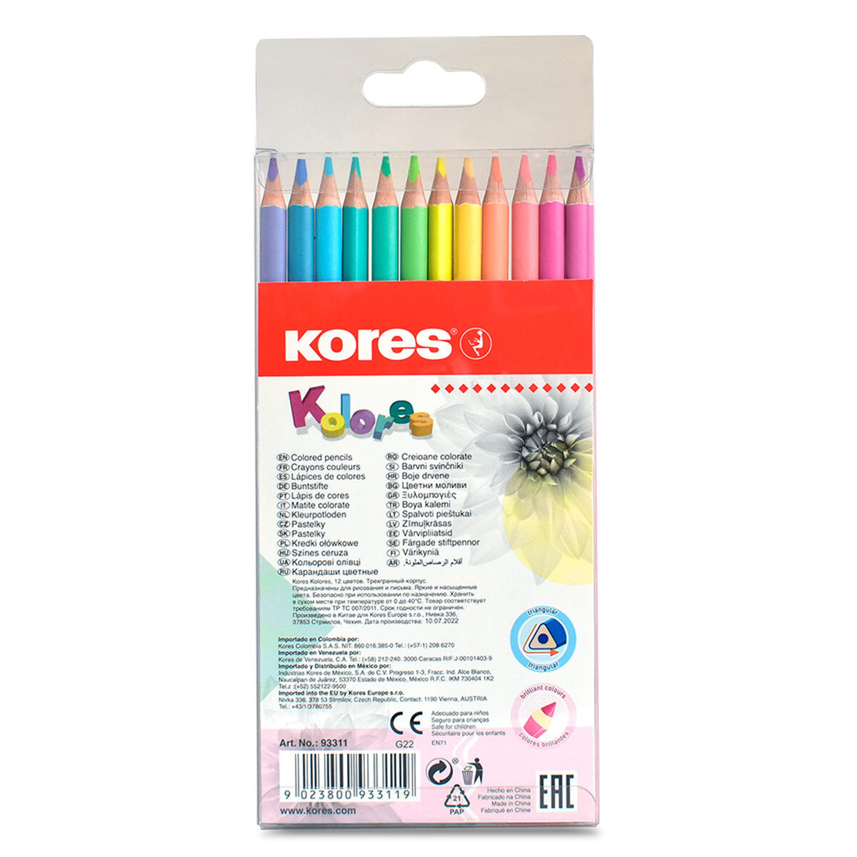 Lápices Kolores Triangulares Pastel con 12 | Kores 93311