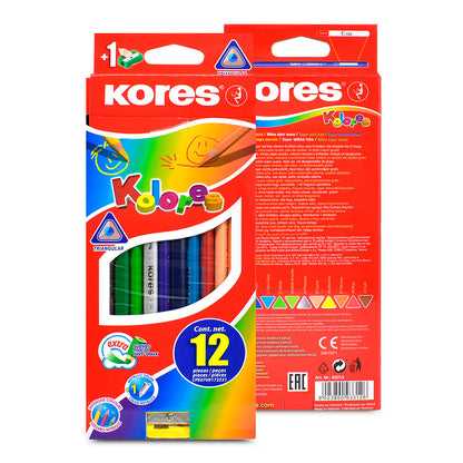 Lápices de Colores Triangulares con 12 | Kores 93312