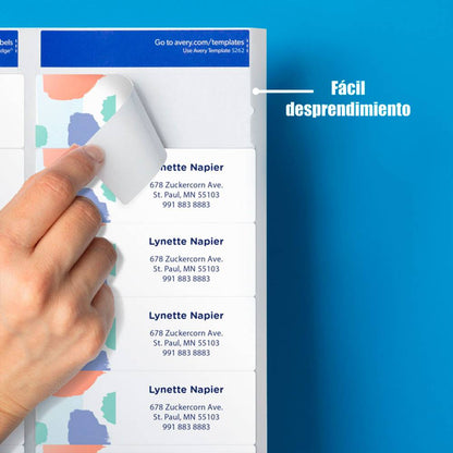 Etiqueta Láser 1-1/3 in x 4 in Blanca C/350 | Avery 5262