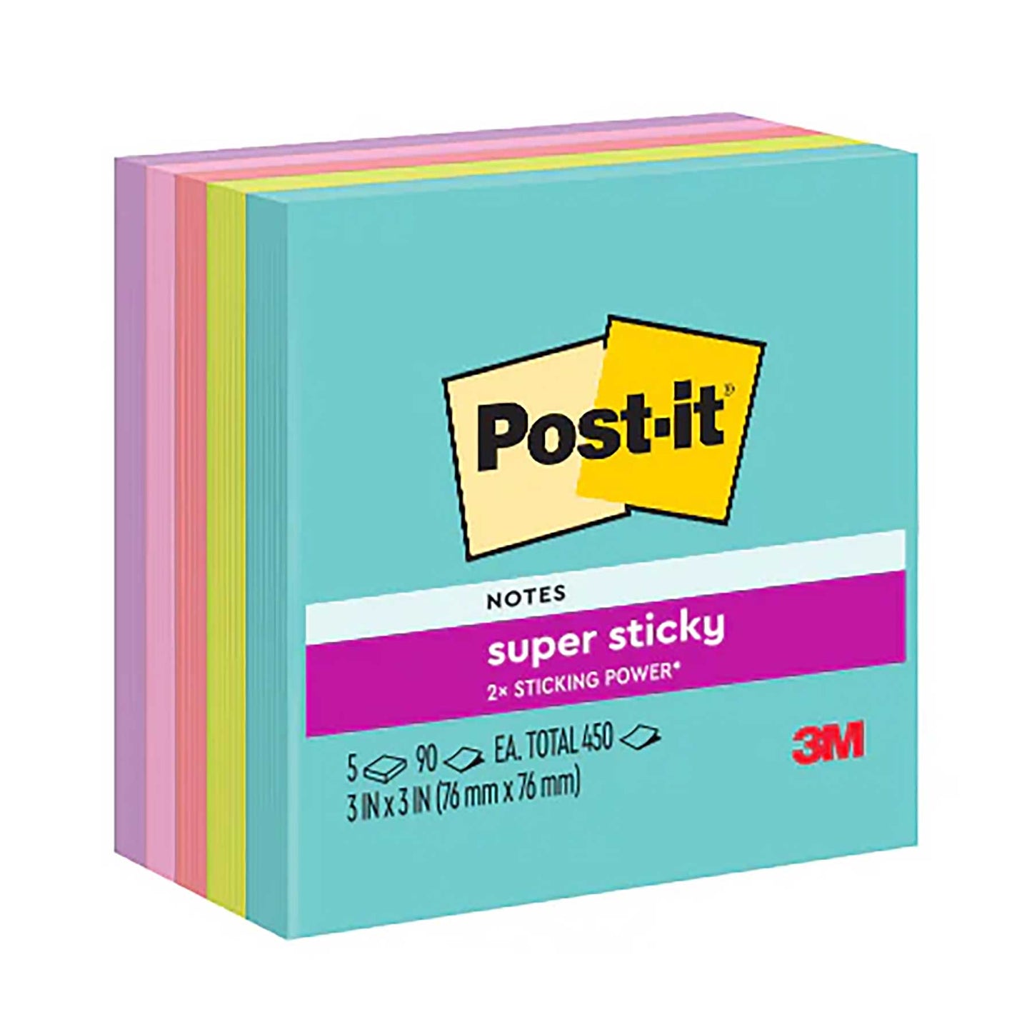 Nota Super Adhesiva Miami 76x76 mm C/450 | Post-it 654-6SSMIA