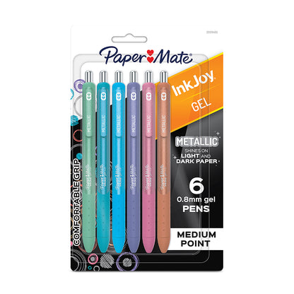 Boligrafo Inkjoy Gel Metalico 0.8 Punto Mediano Retractil Surtido Con 6 - Paper Mate 2209485