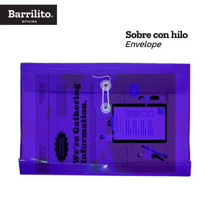 Sobre Plástico con Hilo Oficio Horizontal | Barrilito 120FCH