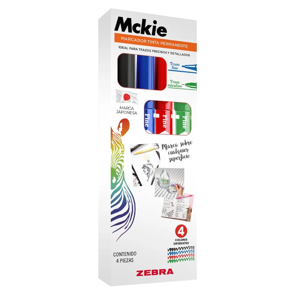 Set de Marcadores Mckie Doble Punta  C/4 | Zebra 4051