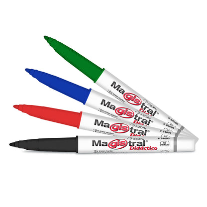 Marcador p/ Pizarrón Blanco Magistral Didactico Fino Con 4 | Azor 84074