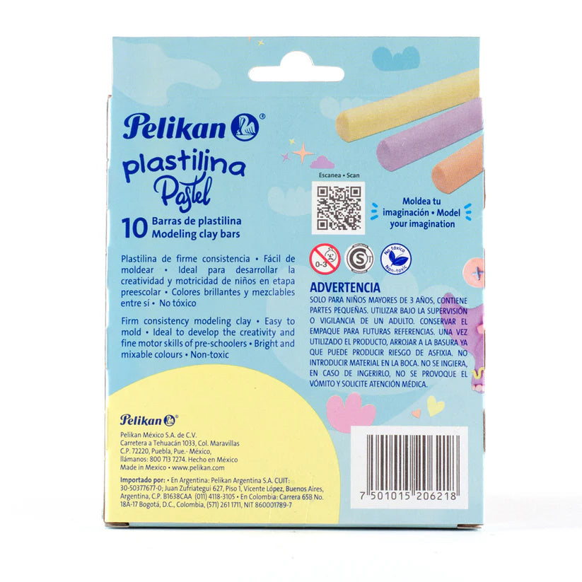 Plastilina Colores Pastel en Barras C/10 | Pelikan 06700004