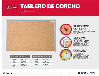 Mesa De Corcho Clásico 90 x 180 cm | Alfa 6005
